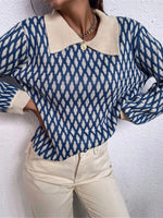 Diamond Pattern Peter Pan Collar Sweater