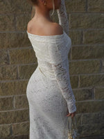 Elegant Off-Shoulder Lace Maxi Bodycon Dress