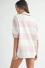 MABLE Oversized Stripe Polo Collar Sweater