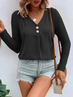 Full Size V-Neck Long Sleeve T-Shirt Plus Size