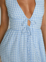Plaid Tie Front Sleeveless Maxi Dress