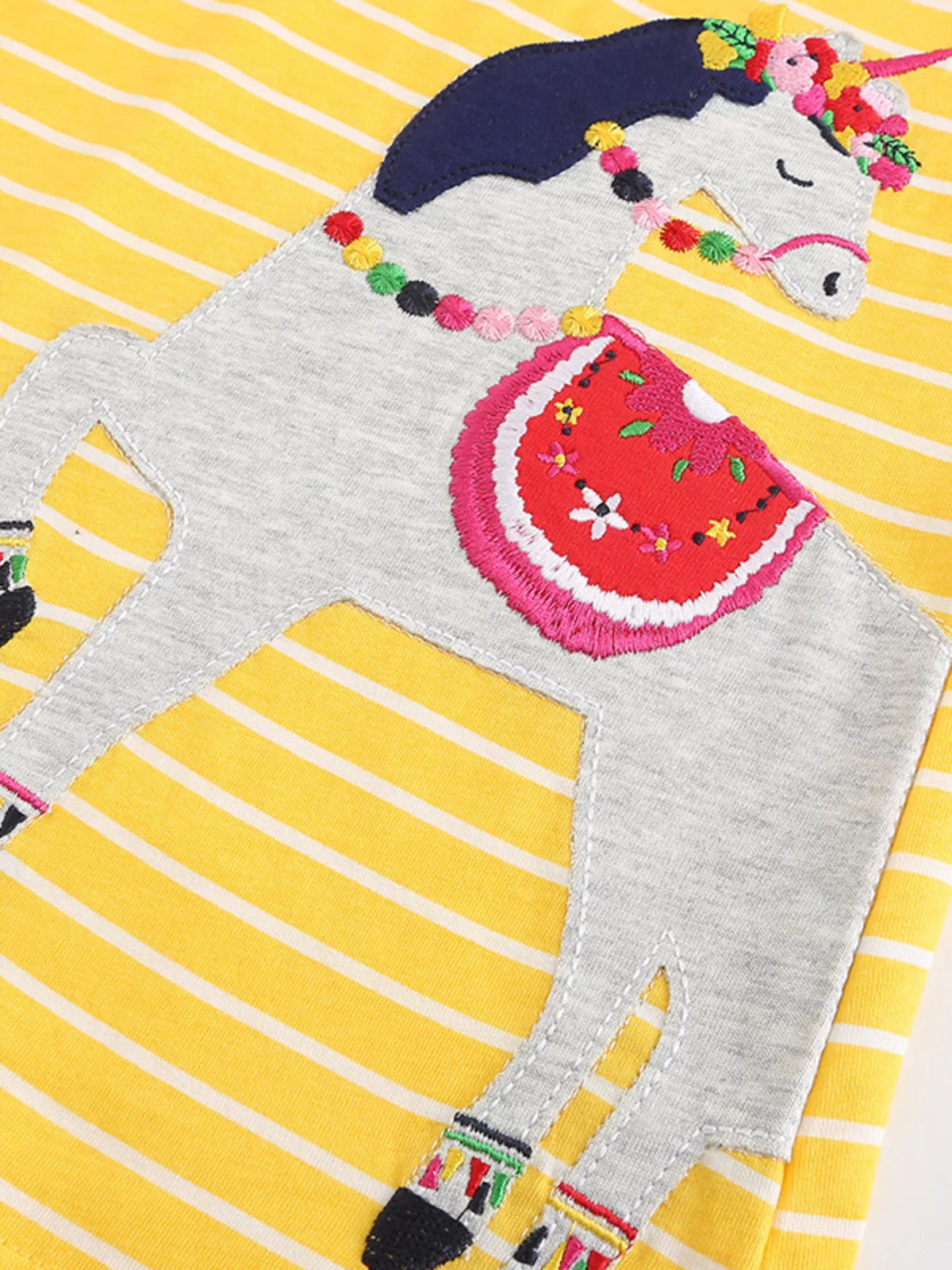 Children'sStriped Unicorn Applique Dress