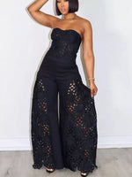 Cutout Tube Top and Wide Leg Pants Set