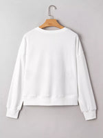 CLASSY UNTIL KICKOFF Plush Letter Patched Loose Sweatshirt