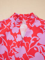 Floral Print Ruffle Hem Shirt Dress