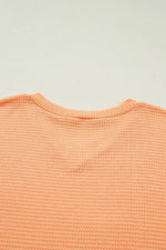 Textured Waffle Knit V-Neck T-Shirt