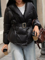 Long Sleeve Belted Puffer Jacket