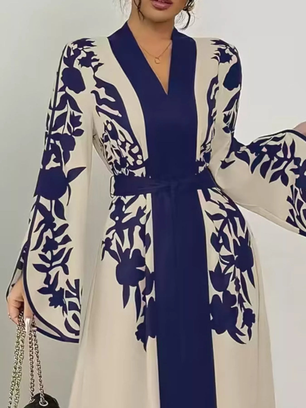 Printed Tie Waist Maxi Dress