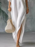 Full Size V-Neck Maxi Dress with Side Slits Plus Size