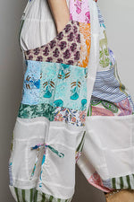 POL Printed Patchwork Wide Leg Pants with Adjustable Side Drawstring