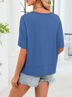 V-Neck Relaxed Fit Solid Color T-Shirt