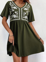 Floral Short Sleeve Flowy Mini Dress