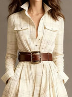 Button Front Long Sleeve Shirt Dress