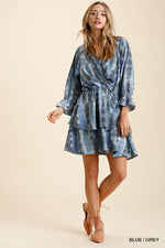 Umgee Tie Dye Ruffled Layered Dress with Elastic Waistband