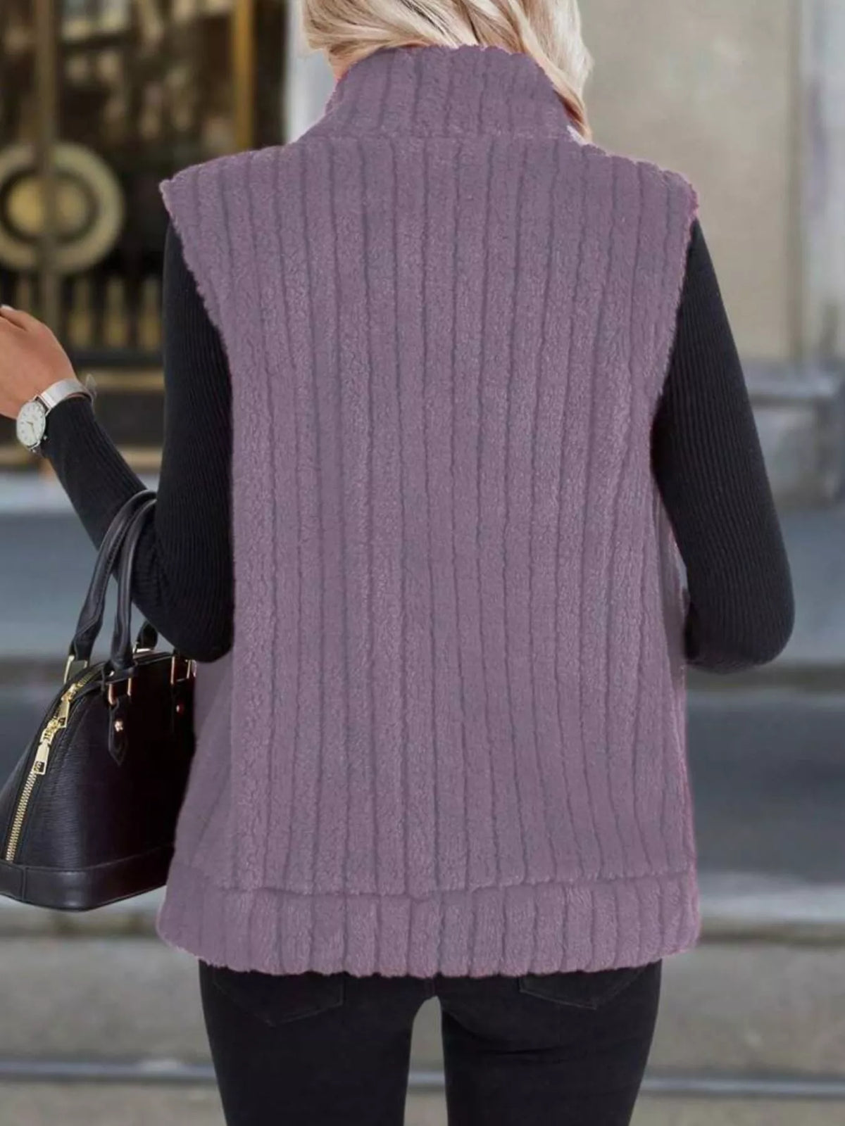 Full Size Fleece Zip-Up Vest Coat Plus Size