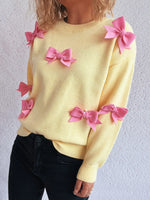 Bow Round Neck Long Sleeve Sweater