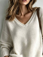 V-Neck Dropped Shoulder Sweater