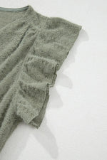 Flutter Sleeve Lace V Neck Shirt