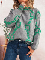 Contrast Round Neck Long Sleeve Sweater