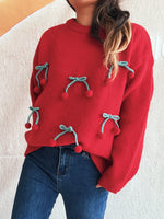 Cherry Round Neck Long Sleeve Sweater