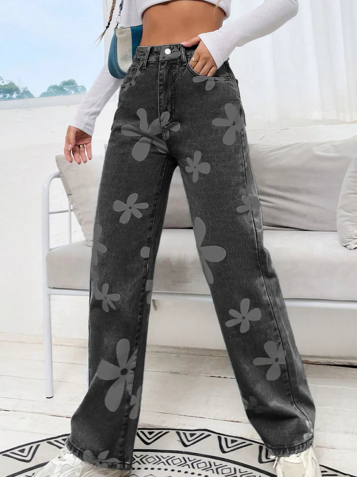 Floral Wide Leg Jeans