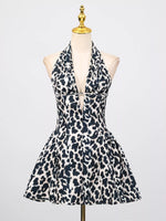Leopard Print Halter Neck Mini Dress