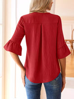 Ruffle Trim V-Neck Blouse