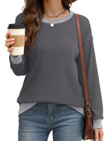 Contrast Trim Crew Neck Casual Sweatshirt