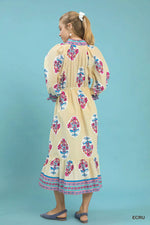 Umgee Flower Patch Border Print Midi Dress