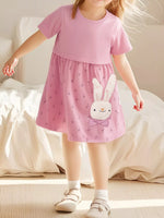 Children's Bunny Round Neck Short Sleeve Dress