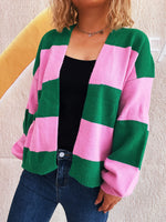 Color Block Open Front Cardigan