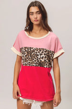 BiBi Leopard Printed JerseyColor Block Roll Up
