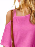 Asymmetrical Neck Half Sleeve T-Shirt
