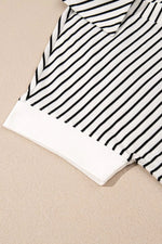 Stripe V Neck Tee and Casual Shorts Set