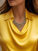 Satin Collar Long Sleeve Blouse