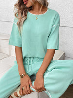 Round Neck Half Sleeve Top and Pants Set