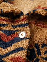 Western Aztec Pattern Fleece Button-Up Shacket