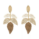 Rattan Woven Leaf Dangle Earrings