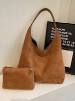 Solid Color Suede Tote Bag
