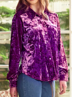 Velvet Button-Down Long Sleeve Shirt