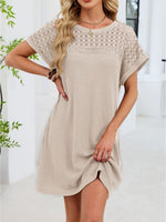 Lace Round Neck Short Sleeve T-Shirt Dress