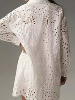 Eyelet Button Up Longline Shirt
