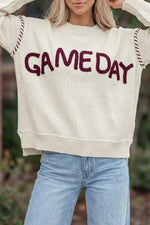 Drop Shoulder Game Day Letter Sweater