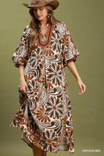 Umgee Abstract Print Midi Dress