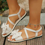 Bow-Decor Crisscross Ankle Strap Sandals