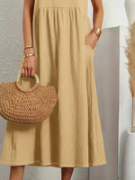 Full Size V-Neck Sleeveless Dress with Pockets Plus Size