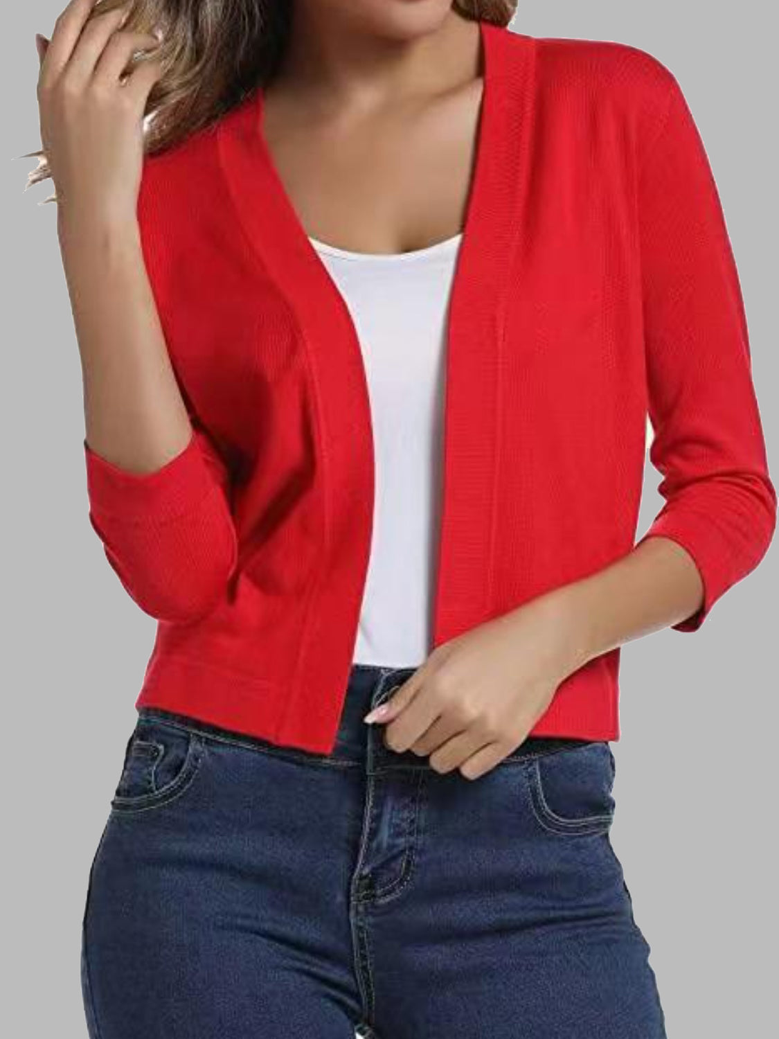 Viscose Blend Open Front Cardigan