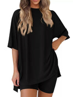 Full Size Half Sleeve T-Shirt and Shorts Set Plus Size