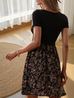 Floral Print Short Sleeve Mini Dress