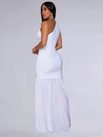 One-Shoulder Ruched Bodycon Maxi Dress
